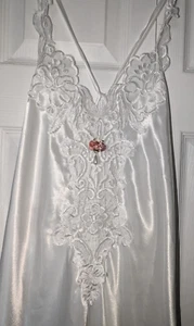 Vtg California Dynasty Lingerie Bridal White Satin Nitegown Sexy Low Back Medium - Picture 1 of 10