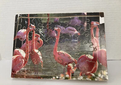 Handmade Wooden Flamingo Jigsaw Puzzle - Medium Difficulty - ￼One of a Kind - Image 1 of 4