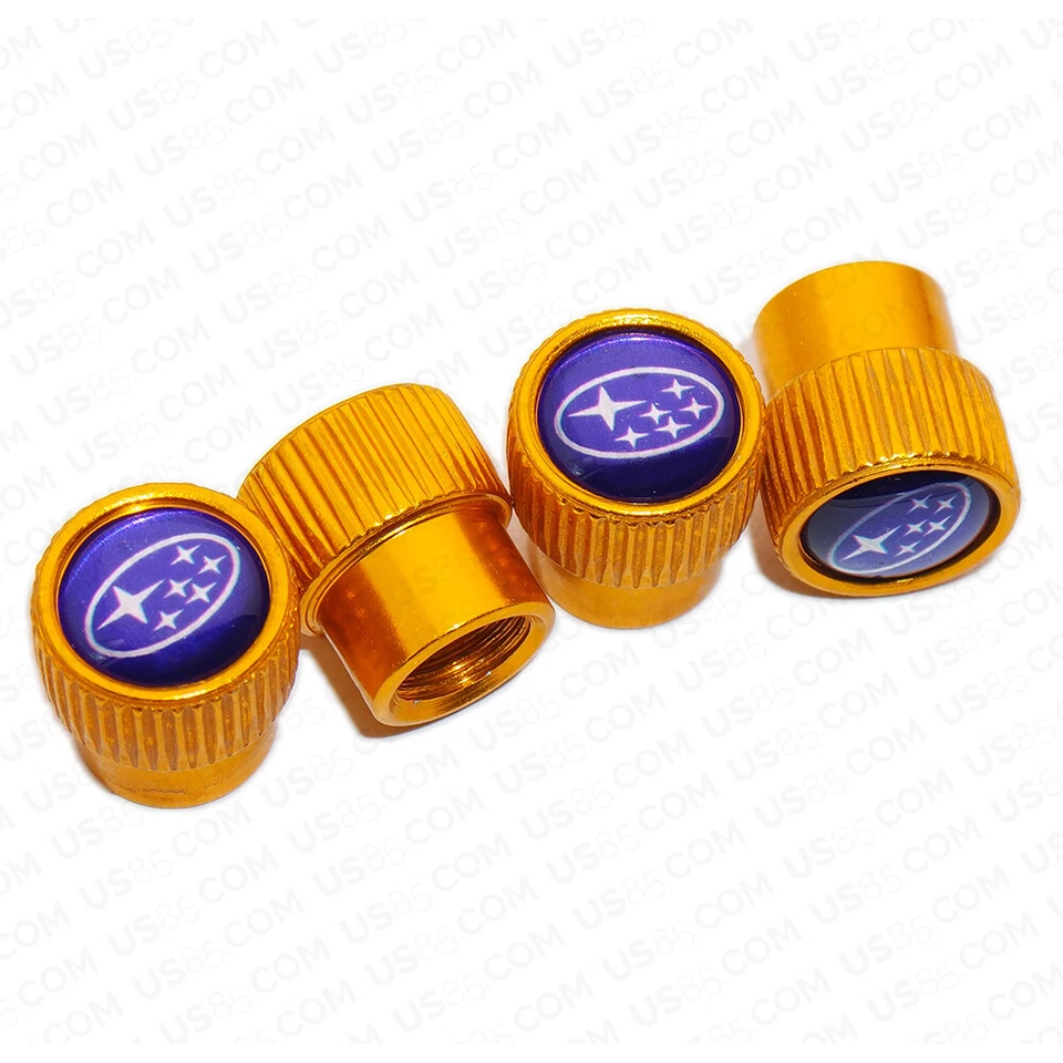 Tapas de válvula de aire de neumáticos para llantas de coche Subaru de ajuste universal 4 piezas vástago cubierta antipolvo dorada Foto 1 de 4