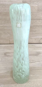Amica Art Glass Vase Mint Green White Clear Swirl 11.5" Tall - Picture 1 of 10