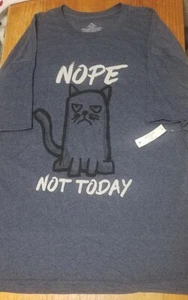 🔥NWT Nope Not Today Kitty Cat Shirt Blue Gray Graphic Short Sleeve 3X - Picture 1 of 5