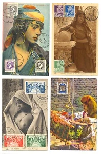 ALGERIE ALGERIA 1949/50 ca... 4 x PPC -WOMEN --STAMP ON FRONT -NOT MAILED VF @12 - Picture 1 of 1