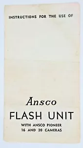 Manuale vintage per flash ANSCO per fotocamere Ansco Pioneer 16 e 20 1950 - Foto 1 di 3