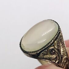 SIZE 8 2.6g 925 ANTIQUE ART DECO ERA STERLING SILVER RING MOONSTONE SMALL ISSUE!