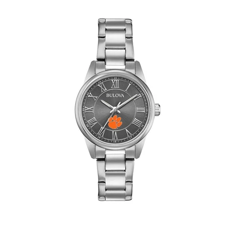 Women's Clemson University Tigers Bulova Watch Black/Silver Watch Cover