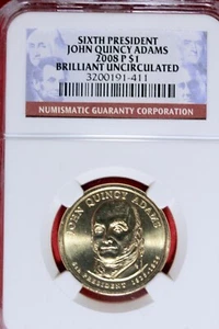 2008 - P NGC BRILLIANT JOHN QUINCY ADAMD DOLLAR!! #B48298 - Picture 1 of 2