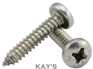 No.4 POZI PAN SELF TAPPING SCREWS A4 MARINE GRADE STAINLESS STEEL TAPPERS 2.9mm - Picture 1 of 11