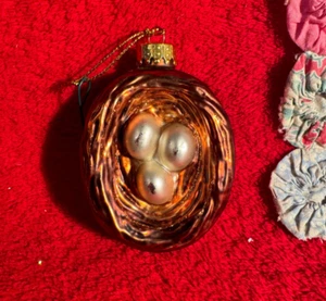 BIrd Nest with Three Eggs Christmas Ornament - Picture 1 of 5
