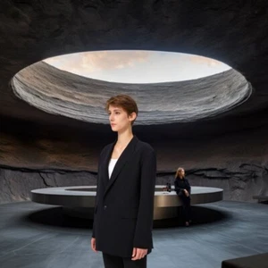 Lattelier Double Breasted Long 30.5" Black Blazer Size M MEDIUM  - Picture 1 of 5