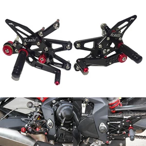 Nero kit pedane arretrate regolabili rearset per TRIUMPH Daytona 675/R 2013-2017 - Picture 1 of 12