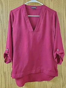 Express Woman's V neck Shirt Maroon XS (Pre-owned) - Picture 1 of 4