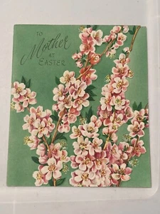 Vtg 1950s Munson Easter Greeting Card Embossed, Gilt, Die-cut Magnolia Flowers - Picture 1 of 13