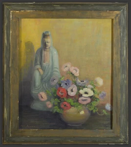 Georgina Elliott Acheson PAFA Mystisches Stillleben Ölgemälde New York um 1920 - Bild 1 von 4