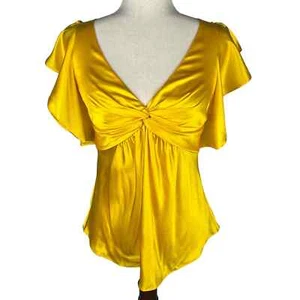 BLUSA CINQ A SEPT PEM SEDA MANGA ACAMPANADA EN DIENTE DE LEÓN NUEVA SIN ETIQUETAS PARA MUJER TALLA XS - Imagen 1 de 14