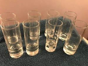 Shot Glasses set of 8 Shooter tall glass etched geometric designs MAX4837 - Picture 1 of 6