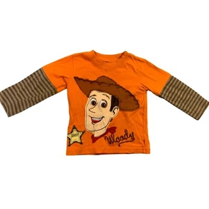 Toy Story Boys Toddler Size 3T Orange Brown Tee Tshirt Layered Long Sleeve Woody - Picture 1 of 3
