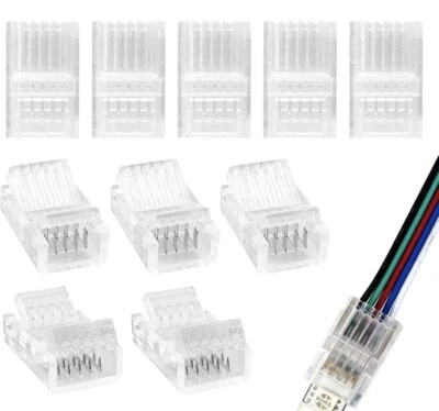 10pcs LED Strip Light to Wire Connectors Hippo 5 pin 12V 24V 10mm wide Adapters - Image 1 of 4