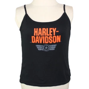 Harley Davidson Tank Top Black Cancun Women Size L/XL Orange Puffy Graphic - Picture 1 of 9