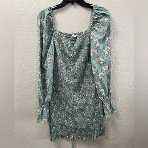 Blush Damen Minikleid hellblau geblümt mit Raffung Größe XL - Bild 1 von 7