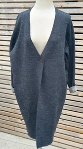 Holebrook Sweden Dark Grey Marl 100% Wool Long Cardigan Jacket Labelled Medium - Picture 1 of 13