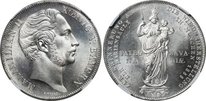 1855, Bavaria, Maximilian II. Silver 2 Gulden Coin. Marian Column. NGC MS-64! - Picture 1 of 3