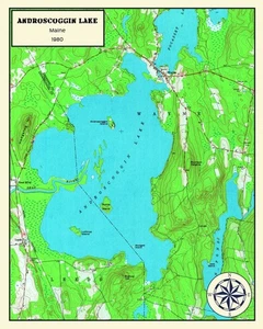 1980 Map of Androscoggin Lake Maine - Picture 1 of 4