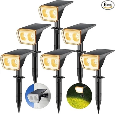 6 pack-Consciot Solar Spot Lights Outdoor Waterproof, 24 LED Dusk-to-Dawn Solar