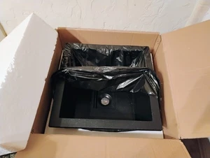 LINKASINK Arlo Lavello Quadrato in Calcestruzzo Drop-In | Sottopiano NERO NUOVO - Foto 1 di 2
