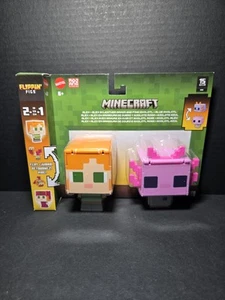 2024 Minecraft Flippin’ Figs 2-Pack: ALEX/ALEX LEATHER ARMOR & PINK/BLUE AXOLOTL - Picture 1 of 6