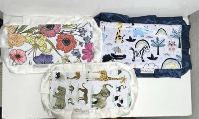 Lot Of 3 Minky Couture Mini Security Blanket Loveys 19x11” Satin Trim Foto 1 de 4