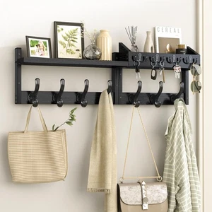 Evermagin 29" Coat Rack Wall Mount with Shelf, 4 in 1 and 29 inch, Black  - Picture 1 of 7