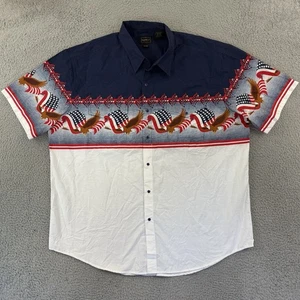 Vintage High Noon Shirt Men 2XL Pearl Snap 90s Western USA Flag Short Sleeve - Picture 1 of 11