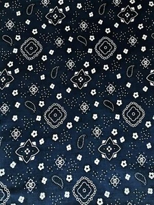 BANDANNA NAVY POLY COTTON FABRIC 58" WIDE FREE SHIPPING BY THE YARD - Picture 1 of 1