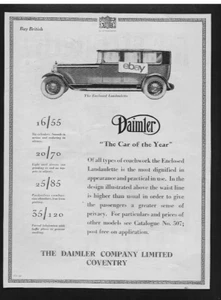 DAIMLER AUTO OF ENGLAND 1935 THE CAR OF THE YEAR ENCLOSED LANDAULETTE AD - Picture 1 of 1