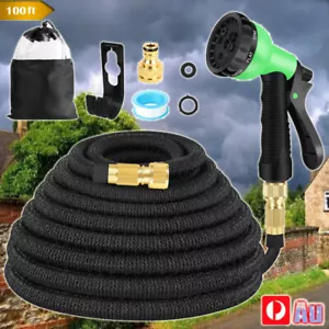 Durable 100 FT Heavy Duty Expandable Flexible Garden Water Hose Spray Nozzle - Picture 1 of 10