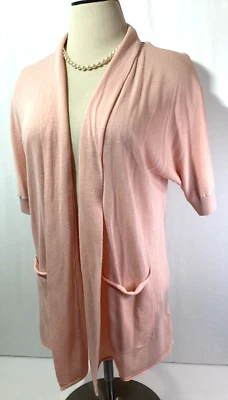 Michael Kors女式M开襟开衫毛衣粉粉色3/4袖 — 第 1/4 张图片