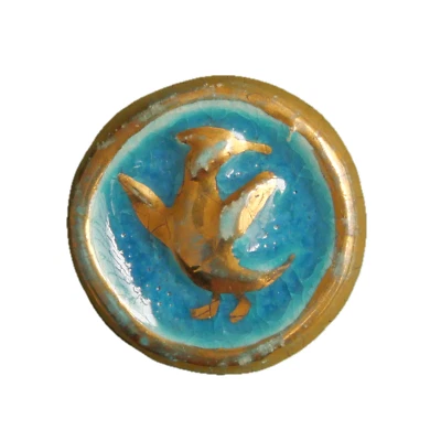 Button Antique - Ceramic - Bird - 35 Mm- French Designer Button - Image 1 of 4