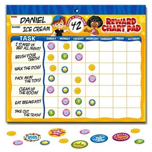 Behavior Reward Chart System - Pad with 26 Chore Charts for Kids, 2800 Sticke... - Picture 1 of 6