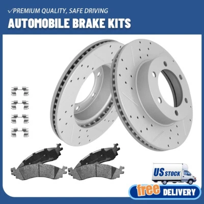 Rotores de disco perforados delanteros y pastillas de freno de cerámica para Ford Taurus SHO 2010 2011 2012 Foto 1 de 4