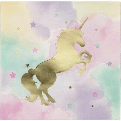Unicorn Sparkle 16 Ct Luncheon Napkins Foil Stamp 3 Ply - Image 1 of 2