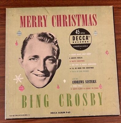 Vintage 1950 4 Decca 45RPM Bing Crosby with the Andrew Sister Christmas Albums - Image 1 of 4