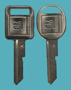 Original GM Logo Key Blank Set A & B Keyway NOS OEM - Picture 1 of 1
