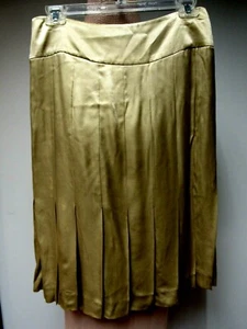 THEORY geformter Taille Faltenrock A-Linie Champagner Gold Kerzenlicht 8 M EUC - Bild 1 von 8