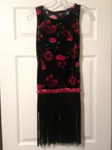 Black & Red Flapper dress - Bust 32"-36" , Length 36" Costume Matching headpiece - Picture 1 of 5