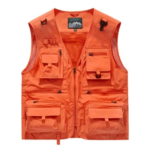 Mens Vest Waistcoat Utility Multi-Pocket Fishing Vest Sports Workwear Fisherman - Picture 1 of 21