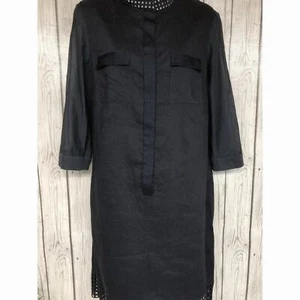Elie Tahari Navy Linen Dress Ladies Size 12 - Picture 1 of 6