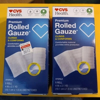 Lote de 2 gasas enrolladas CVS Health Premium 2,1 yardas ea Foto 1 de 2