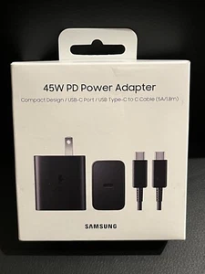 Genune Samsung 45W PD Power Adapter and USB Type C 2m Cable (5A) - Photo 1 sur 4