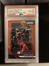 2018-19 Panini PRIZM Lebron JAMES Fast Break Red Prizm /125 PSA 10 LAKERS