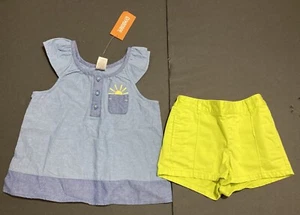Girl's Gymboree & Gap Outfit Size 5 - Denim Sun Top w/Lemon Lime Shorts NWT/EUC - Picture 1 of 7